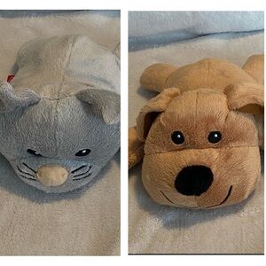 Lot 2 Melissa and Doug a grey cat & a tan puppy Dog Plush Stuffed Animals  8"